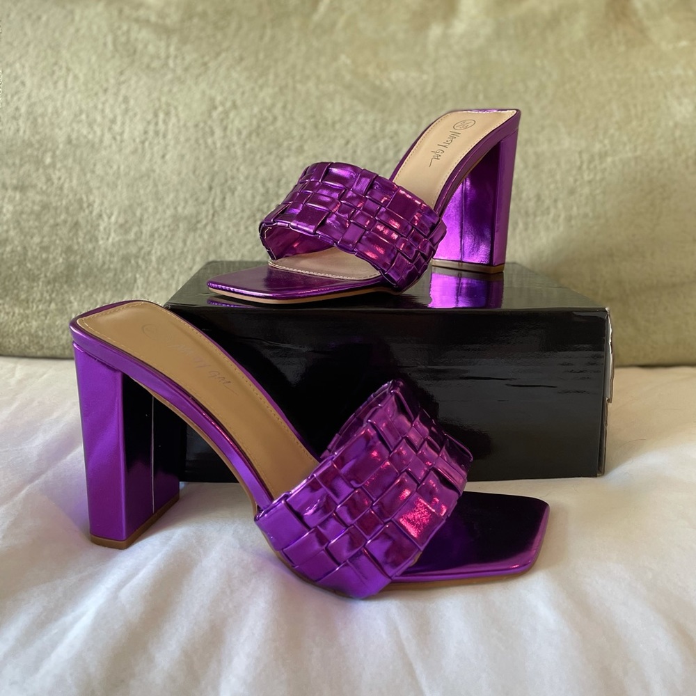 Nasty Gal metallic purple heels